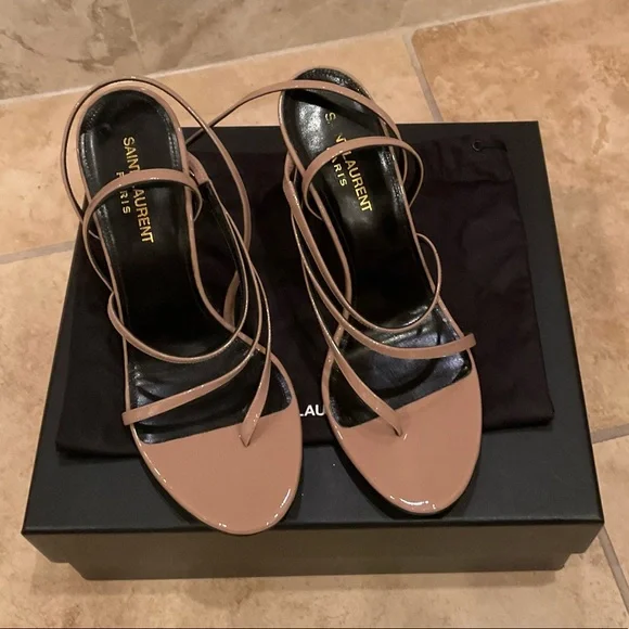 SAINT LAURENT NUDE PARIS STRAPS SANDAL SIZE 38.5 NEVER WORN WITH BOX AND DUSTBAG - Picture 5 of 6